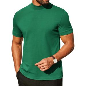 image:imageCOOFANDY Mens Mock Turtleneck Shirts Casual Premium Cotton Short Sleeve Shirt Basic Half Neck TShirtsGreen