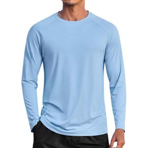 image:imageCOOFANDY Mens Sun Protection Shirts Long Sleeve Rash Guard Swim TShirts Lightweight Quick Dry Fishing Shirts1light Blue