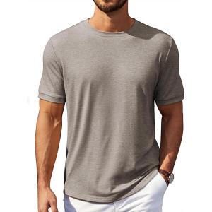 image:imageCOOFANDY Mens TShirts Summer Crew Neck Casual T Shirts Plain Short Sleeve Shirts Basic TeesKhaki