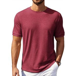 image:imageCOOFANDY Mens TShirts Summer Crew Neck Casual T Shirts Plain Short Sleeve Shirts Basic TeesWine Red