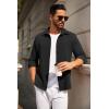 image:imageCOOFANDY Mens Casual Button Down Shirt Long Sleeve Lightweight Jacket Fashion Textured ShirtsBlack