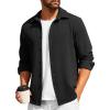 image:imageCOOFANDY Mens Casual Button Down Shirt Long Sleeve Lightweight Jacket Fashion Textured ShirtsBlack