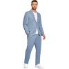 image:imageCOOFANDY Mens 2 Piece Linen Suits Set Regular Fit Casual Lightweight Linen Suit Blazer Jacket and PantsLight Blue