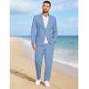 image:imageCOOFANDY Mens 2 Piece Linen Suits Set Regular Fit Casual Lightweight Linen Suit Blazer Jacket and PantsLight Blue