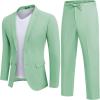 image:imageCOOFANDY Mens 2 Piece Linen Suits Set Regular Fit Casual Lightweight Linen Suit Blazer Jacket and PantsLight Green