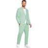 image:imageCOOFANDY Mens 2 Piece Linen Suits Set Regular Fit Casual Lightweight Linen Suit Blazer Jacket and PantsLight Green