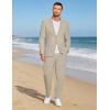 image:imageCOOFANDY Mens 2 Piece Linen Suits Set Regular Fit Casual Lightweight Linen Suit Blazer Jacket and PantsLight Khaki