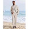 image:imageCOOFANDY Mens Linen Suits 2 Piece Regular Fit Suits Set Casual Lightweight Blazer Jacket and Pants for Summer WeddingBeige