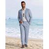 image:imageCOOFANDY Mens Linen Suits 2 Piece Regular Fit Suits Set Casual Lightweight Blazer Jacket and Pants for Summer WeddingLight Blue