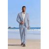 image:imageCOOFANDY Mens Linen Suits 2 Piece Regular Fit Suits Set Casual Lightweight Blazer Jacket and Pants for Summer WeddingLight Blue