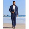 image:imageCOOFANDY Mens Linen Suits 2 Piece Regular Fit Suits Set Casual Lightweight Blazer Jacket and Pants for Summer WeddingNavy Blue