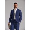 image:imageCOOFANDY Mens Linen Suits 2 Piece Regular Fit Suits Set Casual Lightweight Blazer Jacket and Pants for Summer WeddingNavy Blue
