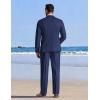 image:imageCOOFANDY Mens Linen Suits 2 Piece Regular Fit Suits Set Casual Lightweight Blazer Jacket and Pants for Summer WeddingNavy Blue