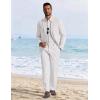 image:imageCOOFANDY Mens Linen Suits 2 Piece Regular Fit Suits Set Casual Lightweight Blazer Jacket and Pants for Summer WeddingWhite