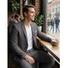 image:imageCOOFANDY Mens Suits 2 Piece Classic Fit Casual Suits Sets 2 Button Blazer Jacket And Dress Pants For Wedding Business PromDark Grey