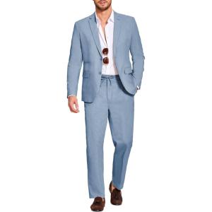 image:imageCOOFANDY Mens 2 Piece Linen Suits Set Regular Fit Casual Lightweight Linen Suit Blazer Jacket and PantsLight Blue