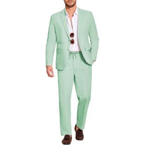 image:imageCOOFANDY Mens 2 Piece Linen Suits Set Regular Fit Casual Lightweight Linen Suit Blazer Jacket and PantsLight Green