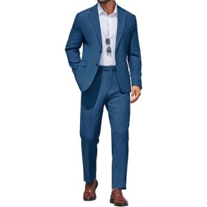 image:imageCOOFANDY Mens 2 Piece Suit Slim Fit Two Buttons Dress Suits Solid Jacket and Pants Set Tuxedo for Wedding Prom BusinessNavy Blue