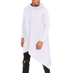 image:imageCOOFANDY Mens Hooded Poncho Cape Cloak Casual Asymmetric Hem Hoodie SweatshirtsWhite
