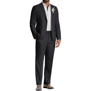 image:imageCOOFANDY Mens Linen Suits 2 Piece Regular Fit Suits Set Casual Lightweight Blazer Jacket and Pants for Summer WeddingBlack