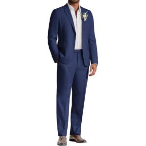 image:imageCOOFANDY Mens Linen Suits 2 Piece Regular Fit Suits Set Casual Lightweight Blazer Jacket and Pants for Summer WeddingNavy Blue