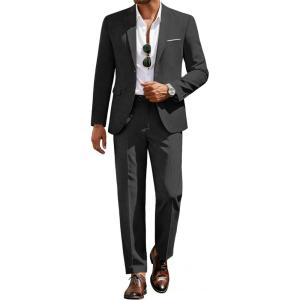 image:imageCOOFANDY Mens Suits 2 Piece Classic Fit Casual Suits Sets 2 Button Blazer Jacket And Dress Pants For Wedding Business PromBlack