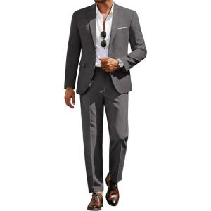 image:imageCOOFANDY Mens Suits 2 Piece Classic Fit Casual Suits Sets 2 Button Blazer Jacket And Dress Pants For Wedding Business PromDark Grey