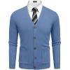 image:imageCOOFANDY Mens Cardigan Sweater Long Sleeve Lightweight Casual V Neck Button Down Knitted Sweater with PocketsBlue