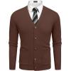 image:imageCOOFANDY Mens Cardigan Sweater Long Sleeve Lightweight Casual V Neck Button Down Knitted Sweater with PocketsBrown