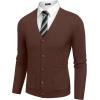 image:imageCOOFANDY Mens Cardigan Sweater Long Sleeve Lightweight Casual V Neck Button Down Knitted Sweater with PocketsBrown