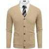 image:imageCOOFANDY Mens Cardigan Sweater Long Sleeve Lightweight Casual V Neck Button Down Knitted Sweater with PocketsKhaki