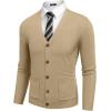 image:imageCOOFANDY Mens Cardigan Sweater Long Sleeve Lightweight Casual V Neck Button Down Knitted Sweater with PocketsKhaki