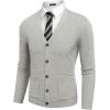 image:imageCOOFANDY Mens Cardigan Sweater Long Sleeve Lightweight Casual V Neck Button Down Knitted Sweater with PocketsLight Grey