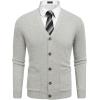 image:imageCOOFANDY Mens Cardigan Sweater Long Sleeve Lightweight Casual V Neck Button Down Knitted Sweater with PocketsLight Grey