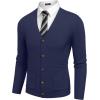 image:imageCOOFANDY Mens Cardigan Sweater Long Sleeve Lightweight Casual V Neck Button Down Knitted Sweater with PocketsNavy Blue