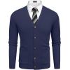 image:imageCOOFANDY Mens Cardigan Sweater Long Sleeve Lightweight Casual V Neck Button Down Knitted Sweater with PocketsNavy Blue