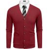 image:imageCOOFANDY Mens Cardigan Sweater Long Sleeve Lightweight Casual V Neck Button Down Knitted Sweater with PocketsWine Red