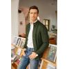 image:imageCOOFANDY Mens Cardigan Sweater Slim Fit Stand Collar Cardigan Casual Cable Knitted Button Down Sweater with PocketsArmy Green