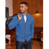 image:imageCOOFANDY Mens Cardigan Sweater Slim Fit Stand Collar Cardigan Casual Cable Knitted Button Down Sweater with PocketsBlue