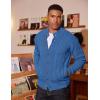 image:imageCOOFANDY Mens Cardigan Sweater Slim Fit Stand Collar Cardigan Casual Cable Knitted Button Down Sweater with PocketsBlue