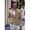 image:imageCOOFANDY Mens Cardigan Sweater Slim Fit Stand Collar Cardigan Casual Cable Knitted Button Down Sweater with PocketsKhaki