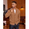 image:imageCOOFANDY Mens Cardigan Sweater Slim Fit Stand Collar Cardigan Casual Cable Knitted Button Down Sweater with PocketsLight Caramel
