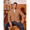 image:imageCOOFANDY Mens Cardigan Sweater Slim Fit Stand Collar Cardigan Casual Cable Knitted Button Down Sweater with PocketsLight Caramel
