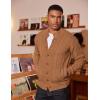 image:imageCOOFANDY Mens Cardigan Sweater Slim Fit Stand Collar Cardigan Casual Cable Knitted Button Down Sweater with PocketsLight Caramel