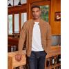 image:imageCOOFANDY Mens Cardigan Sweater Slim Fit Stand Collar Cardigan Casual Cable Knitted Button Down Sweater with PocketsLight Caramel