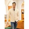 image:imageCOOFANDY Mens Cardigan Sweater Slim Fit Stand Collar Cardigan Casual Cable Knitted Button Down Sweater with PocketsLight Khaki