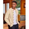 image:imageCOOFANDY Mens Cardigan Sweater Slim Fit Stand Collar Cardigan Casual Cable Knitted Button Down Sweater with PocketsLight Khaki