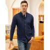 image:imageCOOFANDY Mens Cardigan Sweater Slim Fit Stand Collar Cardigan Casual Cable Knitted Button Down Sweater with PocketsNavy Blue