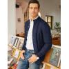 image:imageCOOFANDY Mens Cardigan Sweater Slim Fit Stand Collar Cardigan Casual Cable Knitted Button Down Sweater with PocketsNavy Blue