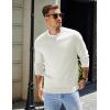 image:imageCOOFANDY Mens Sweater Crewneck Pullover Long Sleeve Lightweight Sweater Plain Knit Silm FitCream White